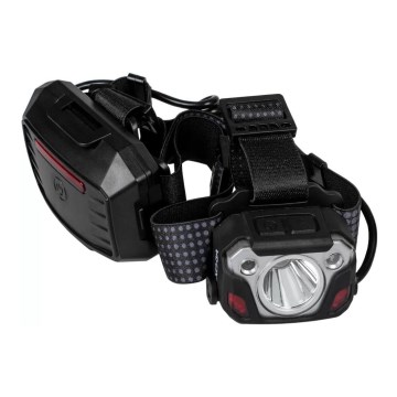 LED Stmievateľná nabíjacia čelovka so senzorom s funkciou powerbanky a červeným svetlom LED/10W/5V IP44 1200 lm 4000 mAh