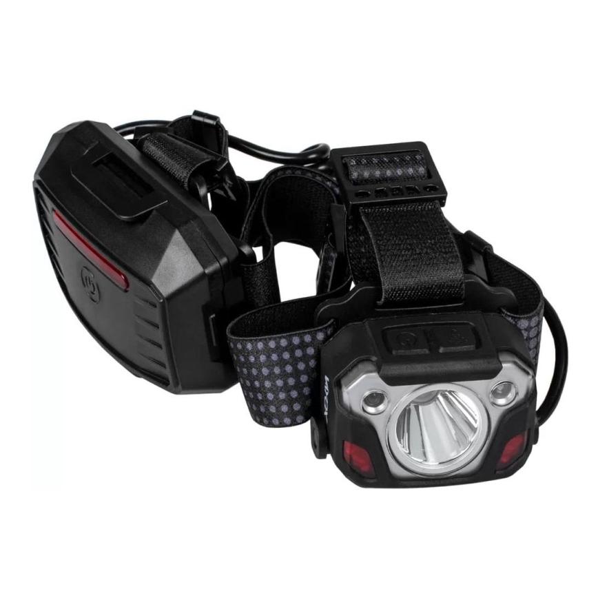 LED Stmievateľná nabíjacia čelovka so senzorom s funkciou powerbanky a červeným svetlom LED/10W/5V IP44 1200 lm 4000 mAh