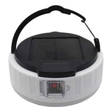 LED Stmievateľná nabíjacia solárna lampa s funkciou powerbanky K3 LED/2W/5,5V 6500K IPX4 2400 mAh čierna/biela