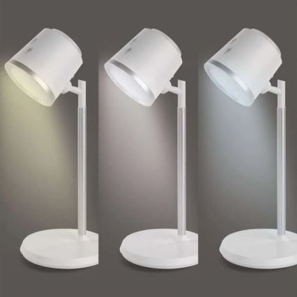 LED Stmievateľná nabíjacia stolná lampa 4v1 LED/6W/3,7V 3000K/4000K/6500K 1500mAh biela