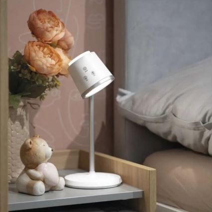 LED Stmievateľná nabíjacia stolná lampa 4v1 LED/6W/3,7V 3000K/4000K/6500K 1500mAh biela