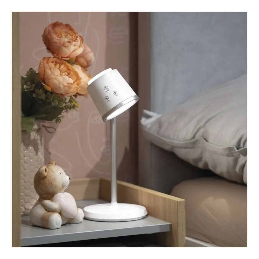LED Stmievateľná nabíjacia stolná lampa 4v1 LED/6W/3,7V 3000K/4000K/6500K 1500mAh biela
