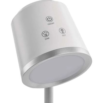 LED Stmievateľná nabíjacia stolná lampa 4v1 LED/6W/3,7V 3000K/4000K/6500K 1500mAh biela