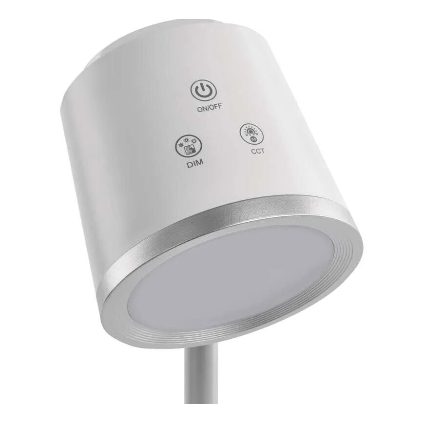 LED Stmievateľná nabíjacia stolná lampa 4v1 LED/6W/3,7V 3000K/4000K/6500K 1500mAh biela