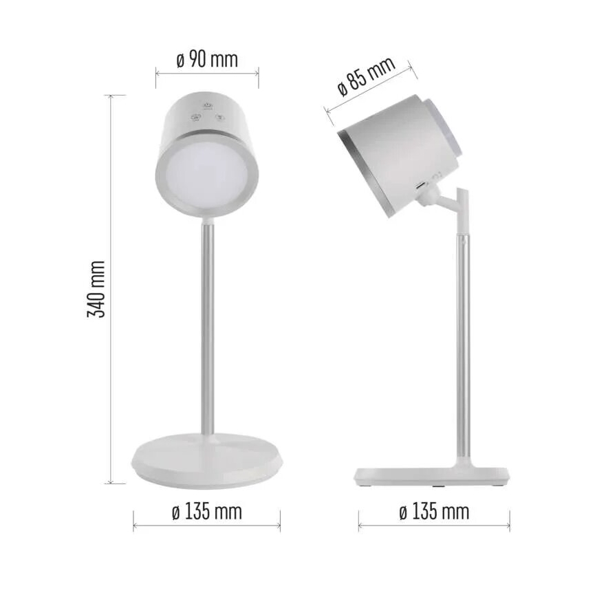 LED Stmievateľná nabíjacia stolná lampa 4v1 LED/6W/3,7V 3000K/4000K/6500K 1500mAh biela