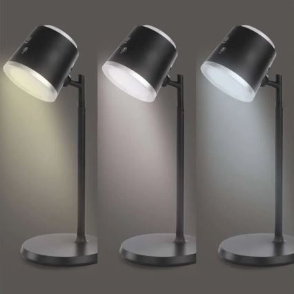 LED Stmievateľná nabíjacia stolná lampa 4v1 LED/6W/3,7V 3000K/4000K/6500K 1500mAh čierna