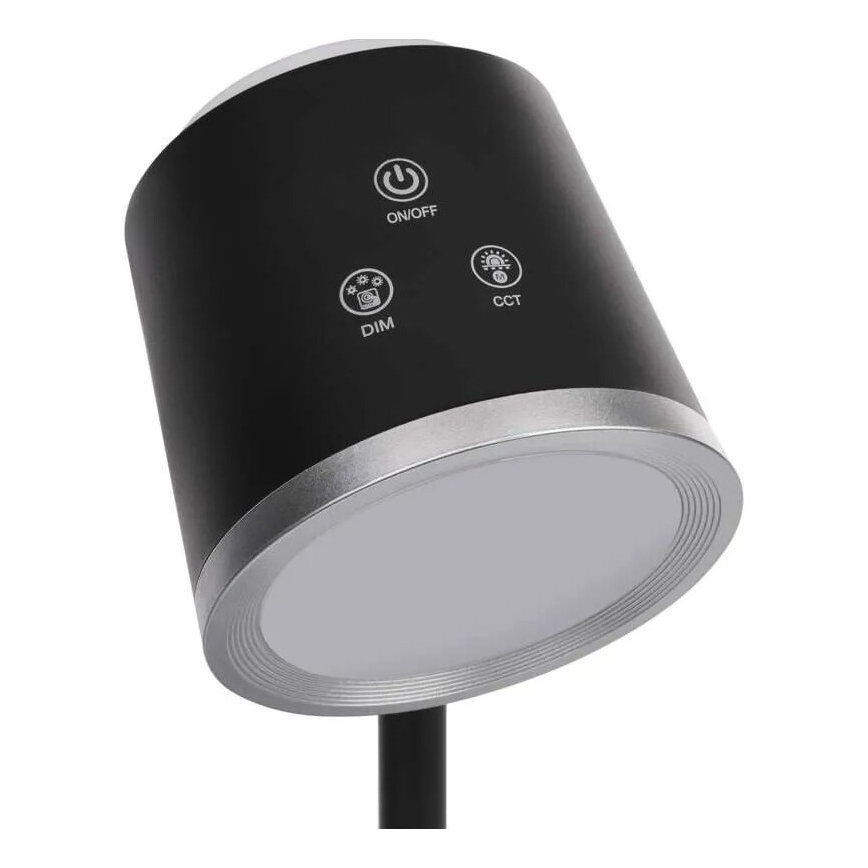 LED Stmievateľná nabíjacia stolná lampa 4v1 LED/6W/3,7V 3000K/4000K/6500K 1500mAh čierna