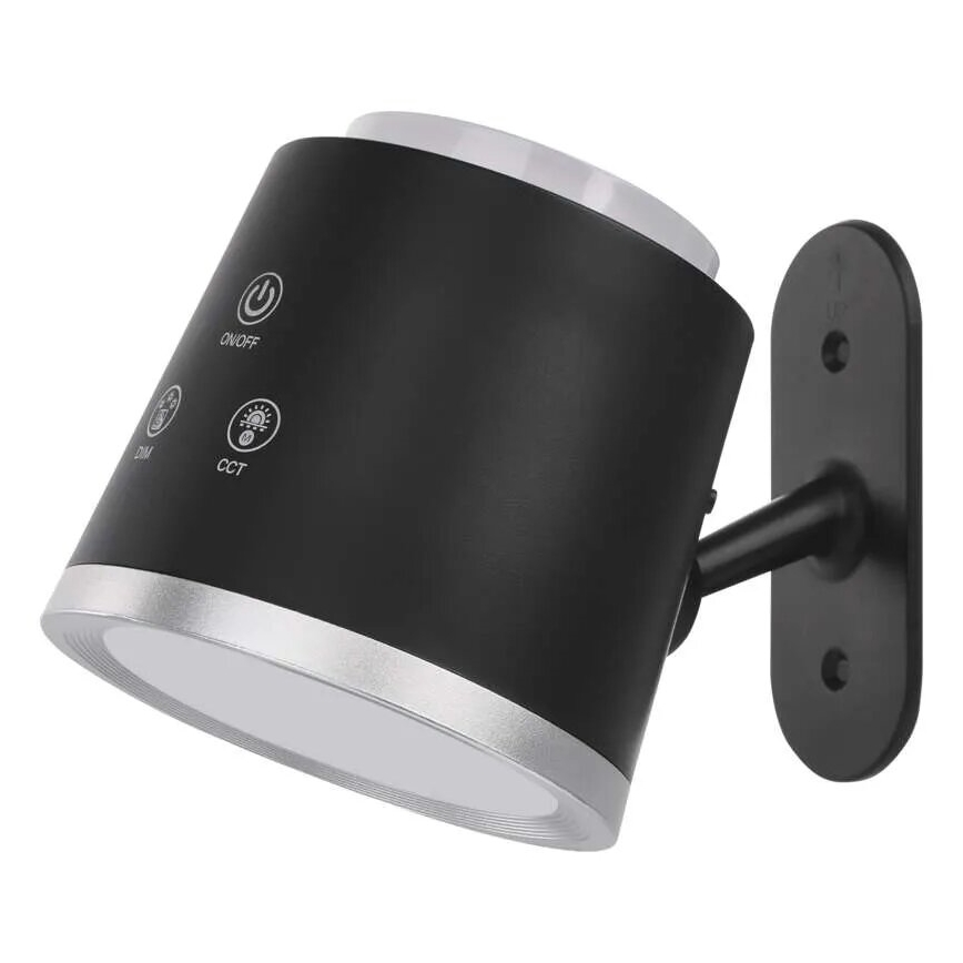 LED Stmievateľná nabíjacia stolná lampa 4v1 LED/6W/3,7V 3000K/4000K/6500K 1500mAh čierna
