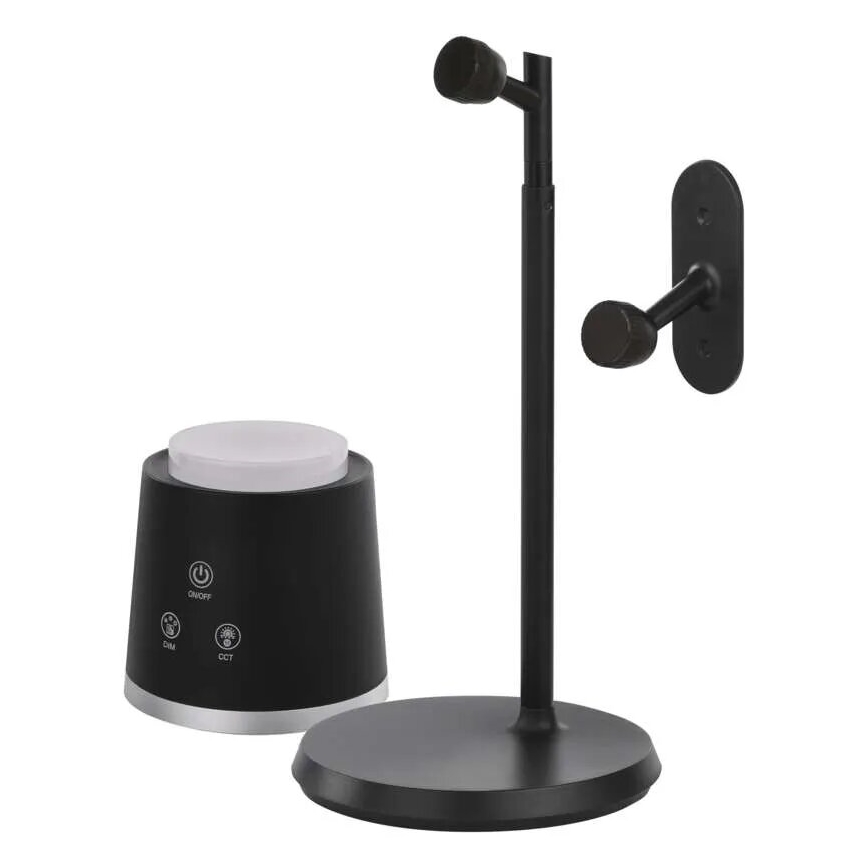 LED Stmievateľná nabíjacia stolná lampa 4v1 LED/6W/3,7V 3000K/4000K/6500K 1500mAh čierna