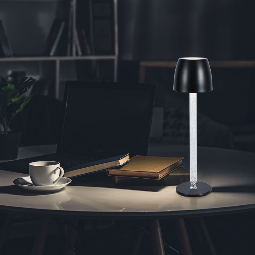LED Stmievateľná nabíjacia dotyková stolná lampa LED/3W/5V 3000K 1800 mAh čierna