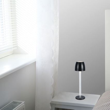 LED Stmievateľná nabíjacia dotyková stolná lampa LED/3W/5V 3000K 1800 mAh čierna