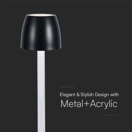 LED Stmievateľná nabíjacia dotyková stolná lampa LED/3W/5V 3000K 1800 mAh čierna