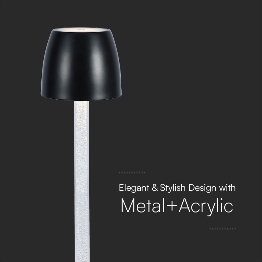 LED Stmievateľná nabíjacia dotyková stolná lampa LED/3W/5V 3000K 1800 mAh čierna