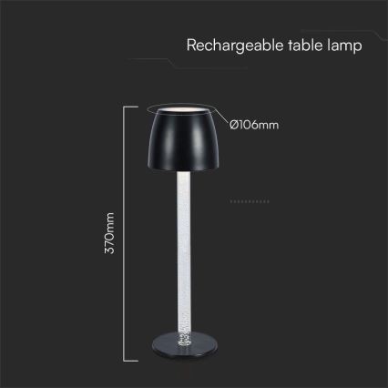 LED Stmievateľná nabíjacia dotyková stolná lampa LED/3W/5V 3000K 1800 mAh čierna