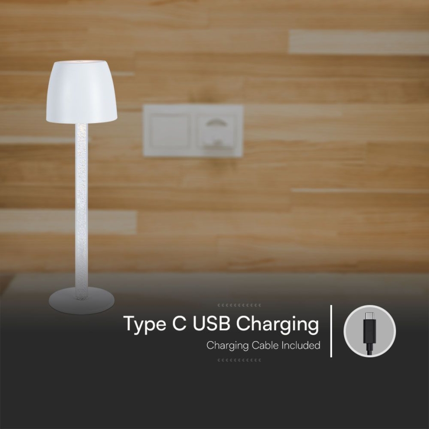 LED Stmievateľná nabíjacia dotyková stolná lampa LED/3W/5V 3000K 1800 mAh čierna