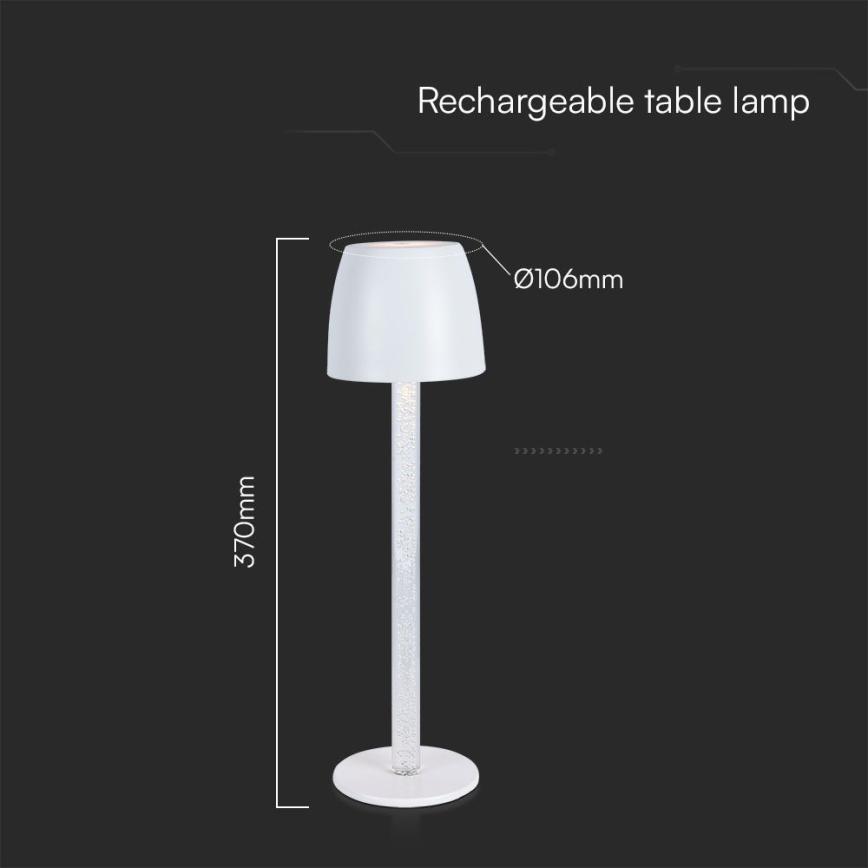 LED Stmievateľná nabíjacia dotyková stolná lampa LED/3W/5V 3000K 1800 mAh čierna
