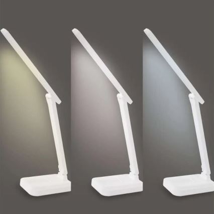 LED Stmievateľná nabíjacia stolná lampa LED/5W/3,7V 3000K/4000K/6500K 800mAh biela