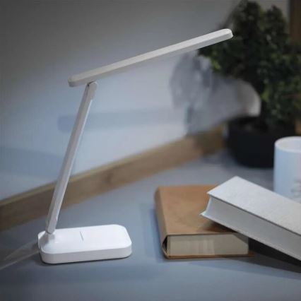 LED Stmievateľná nabíjacia stolná lampa LED/5W/3,7V 3000K/4000K/6500K 800mAh biela