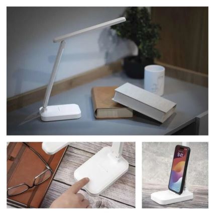 LED Stmievateľná nabíjacia stolná lampa LED/5W/3,7V 3000K/4000K/6500K 800mAh biela