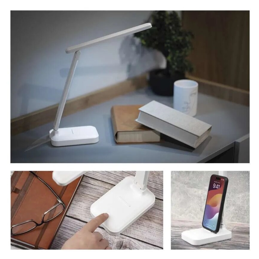 LED Stmievateľná nabíjacia stolná lampa LED/5W/3,7V 3000K/4000K/6500K 800mAh biela