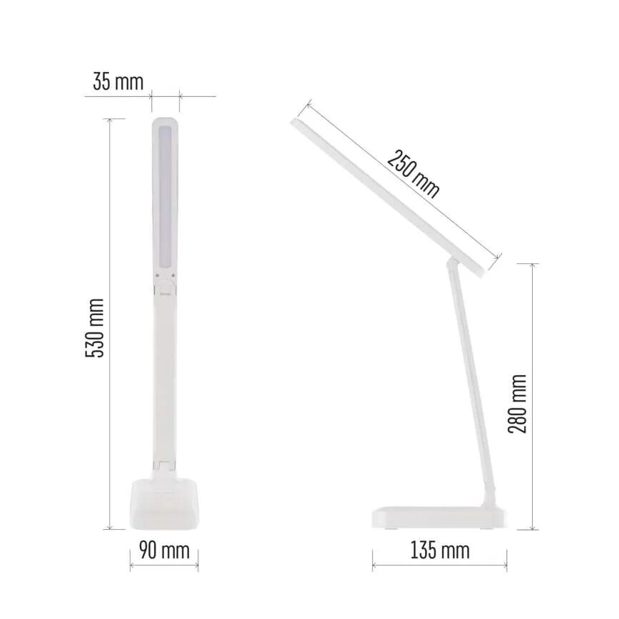 LED Stmievateľná nabíjacia stolná lampa LED/5W/3,7V 3000K/4000K/6500K 800mAh biela
