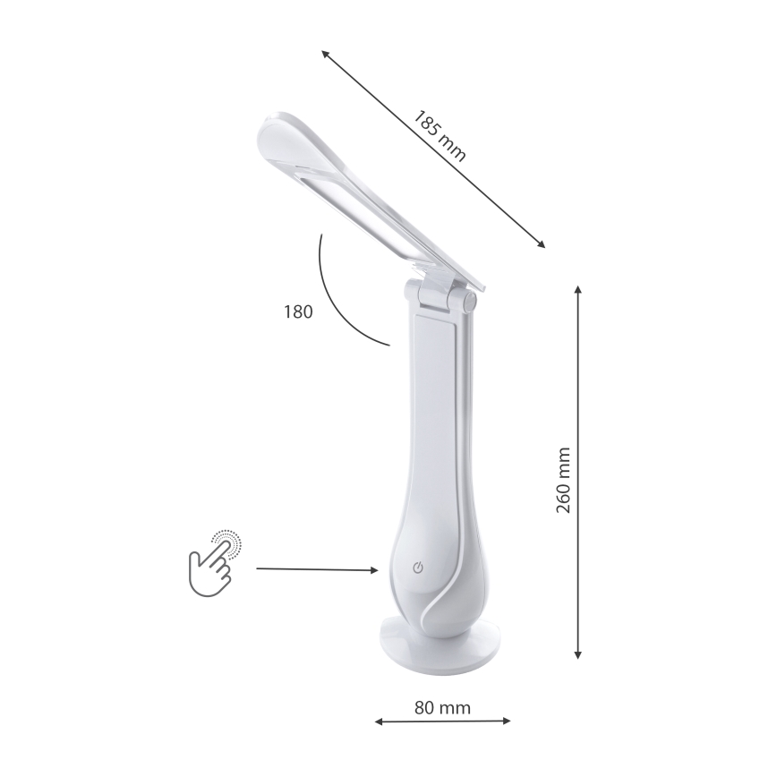 LED Stmievateľná nabíjacia stolná lampa LILLY LED/4W/5V 1200 mAh biela