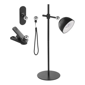 LED Stmievateľná nabíjacia stolná lampa magnetická 4v1 LED/4,2W/3,7V 4000K 1200mAh čierna