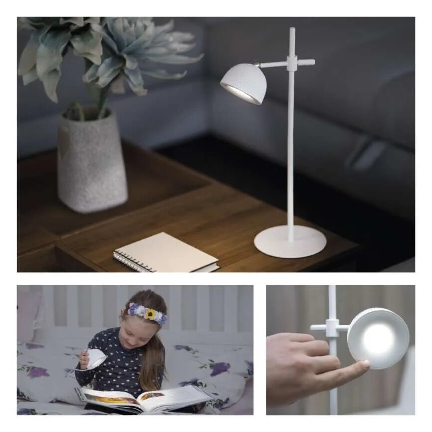 LED Stmievateľná nabíjacia stolná lampa magnetická 4v1 LED/4,2W/3,7V 4000K 1200mAh biela