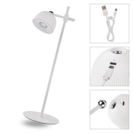 LED Stmievateľná nabíjacia stolná lampa magnetická 4v1 LED/4,2W/3,7V 4000K 1200mAh biela