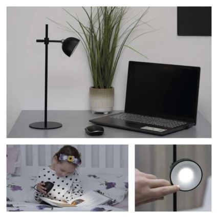 LED Stmievateľná nabíjacia stolná lampa magnetická 4v1 LED/4,2W/3,7V 4000K 1200mAh čierna