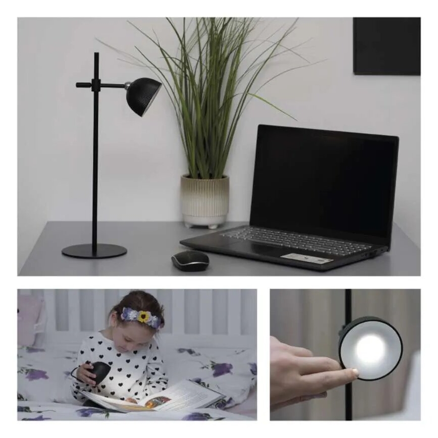 LED Stmievateľná nabíjacia stolná lampa magnetická 4v1 LED/4,2W/3,7V 4000K 1200mAh čierna