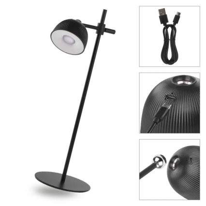 LED Stmievateľná nabíjacia stolná lampa magnetická 4v1 LED/4,2W/3,7V 4000K 1200mAh čierna