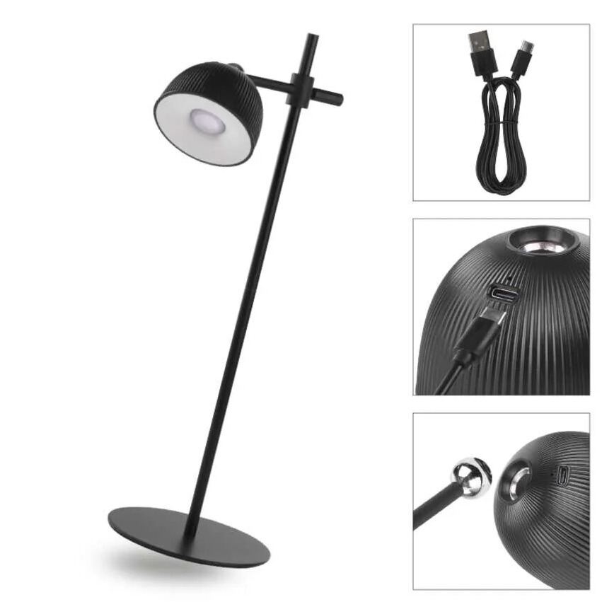 LED Stmievateľná nabíjacia stolná lampa magnetická 4v1 LED/4,2W/3,7V 4000K 1200mAh čierna