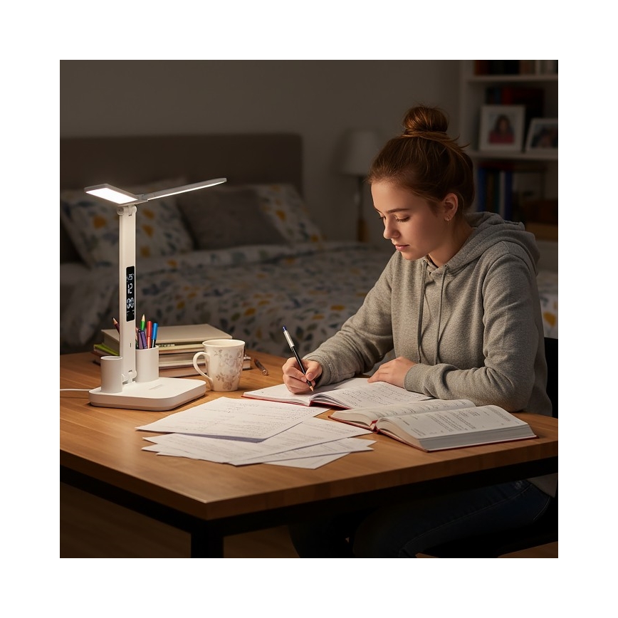 LED Stmievateľná nabíjacia stolová lampa NOBLITE P LED/5W/5V 3000/4000/6000K 2200 mAh biela