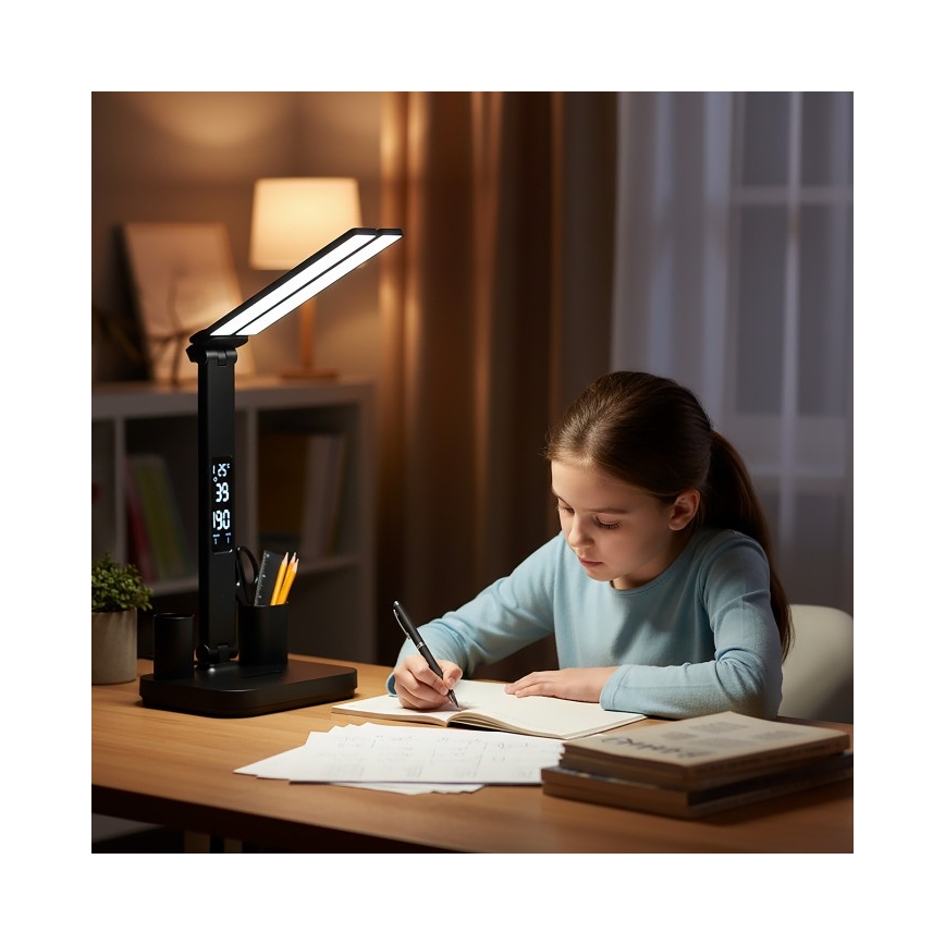 LED stmievateľná nabíjateľná stolová lampa NOBLITE P LED/5W/5V 3000/4000/6000K 2200 mAh čierna