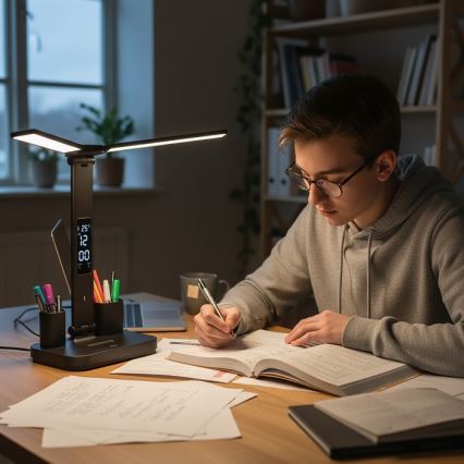 LED stmievateľná nabíjateľná stolová lampa NOBLITE P LED/5W/5V 3000/4000/6000K 2200 mAh čierna