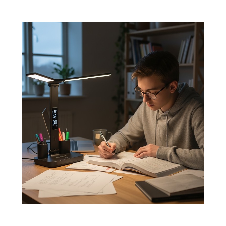 LED stmievateľná nabíjateľná stolová lampa NOBLITE P LED/5W/5V 3000/4000/6000K 2200 mAh čierna