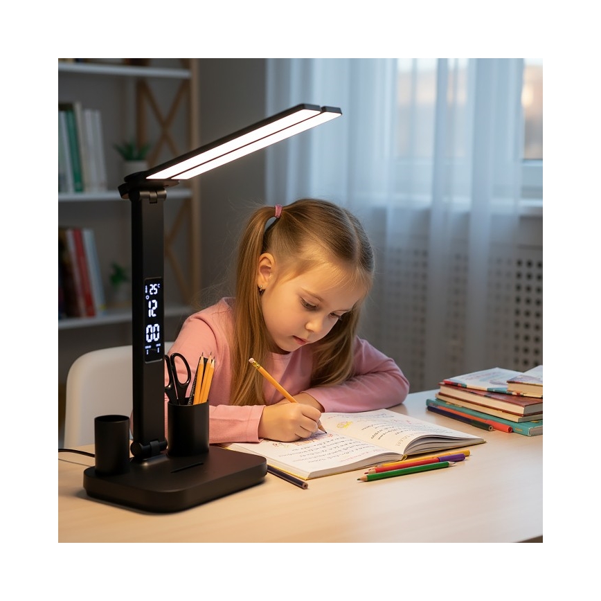 LED stmievateľná nabíjateľná stolová lampa NOBLITE P LED/5W/5V 3000/4000/6000K 2200 mAh čierna