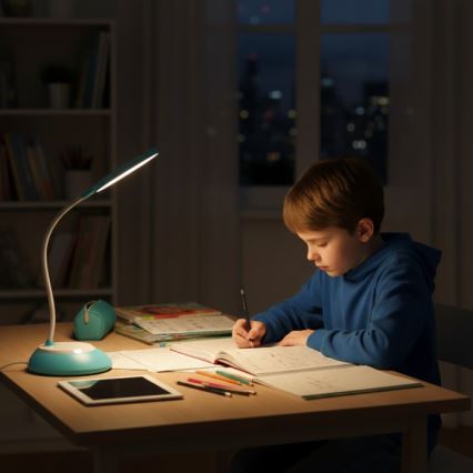 LED Stmievateľná nabíjacia stolná lampa VISUA LED/5W/5V 3000-5000K 1200 mAh modrá