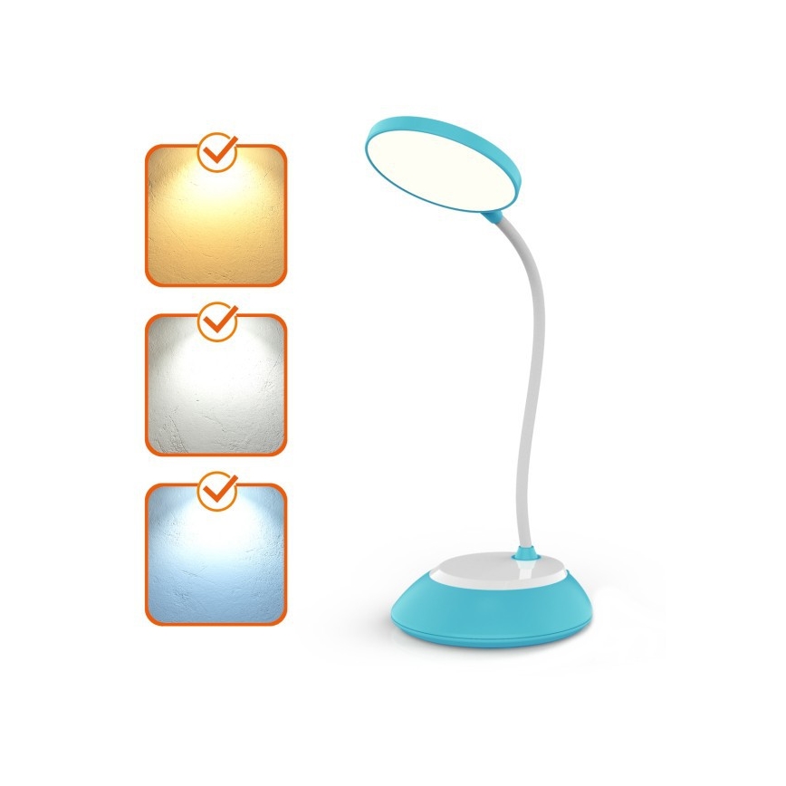 LED Stmievateľná nabíjacia stolná lampa VISUA LED/5W/5V 3000-5000K 1200 mAh modrá