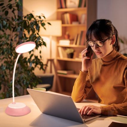 LED Stmievateľná nabíjacia stolná lampa VISUA LED/5W/5V 3000-5000K 1200 mAh ružová