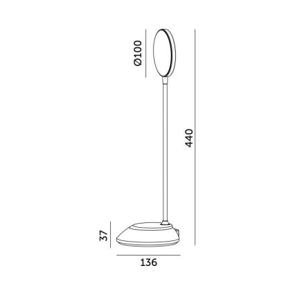 LED Stmievateľná nabíjacia stolná lampa VISUA LED/5W/5V 3000-5000K 1200 mAh šedá