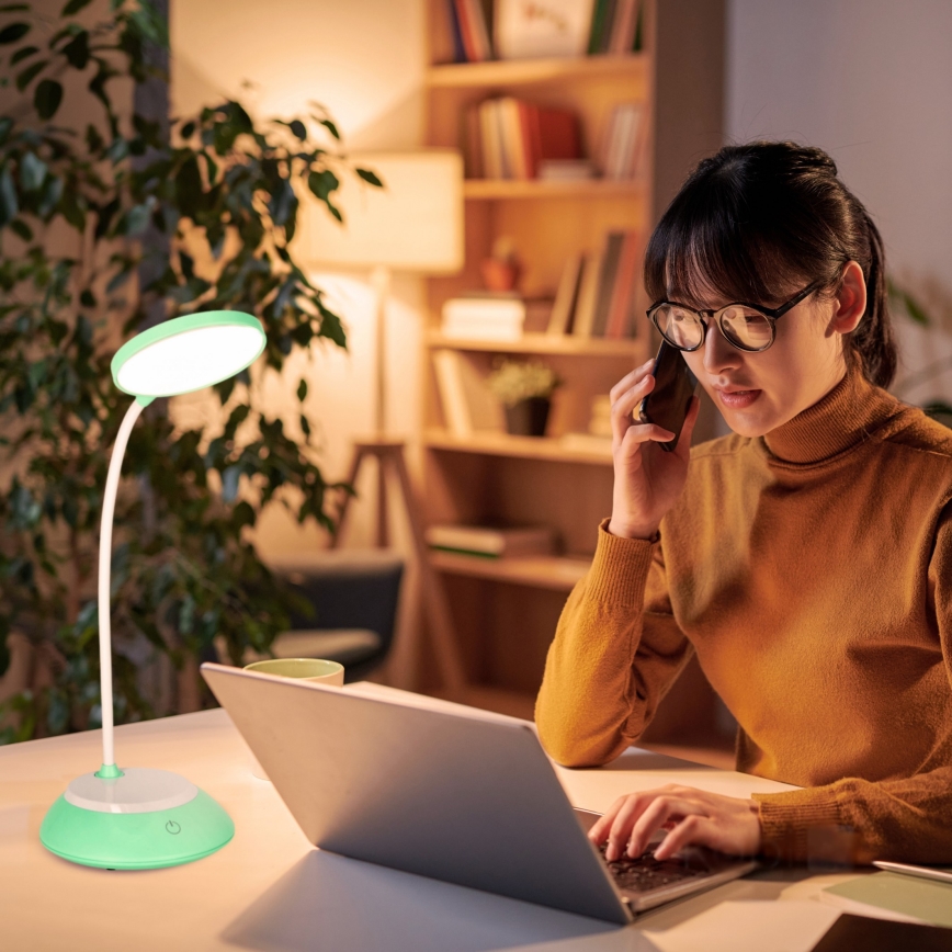 LED Stmievateľná nabíjacia stolná lampa VISUA LED/5W/5V 3000-5000K 1200 mAh tyrkysová