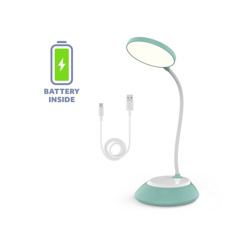 LED Stmievateľná nabíjacia stolná lampa VISUA LED/5W/5V 3000-5000K 1200 mAh tyrkysová