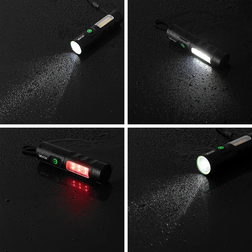 LED stmievateľná nabíjateľná baterka s červeným svetlom LED/5W/5V IPX4 250 lm 2000 mAh