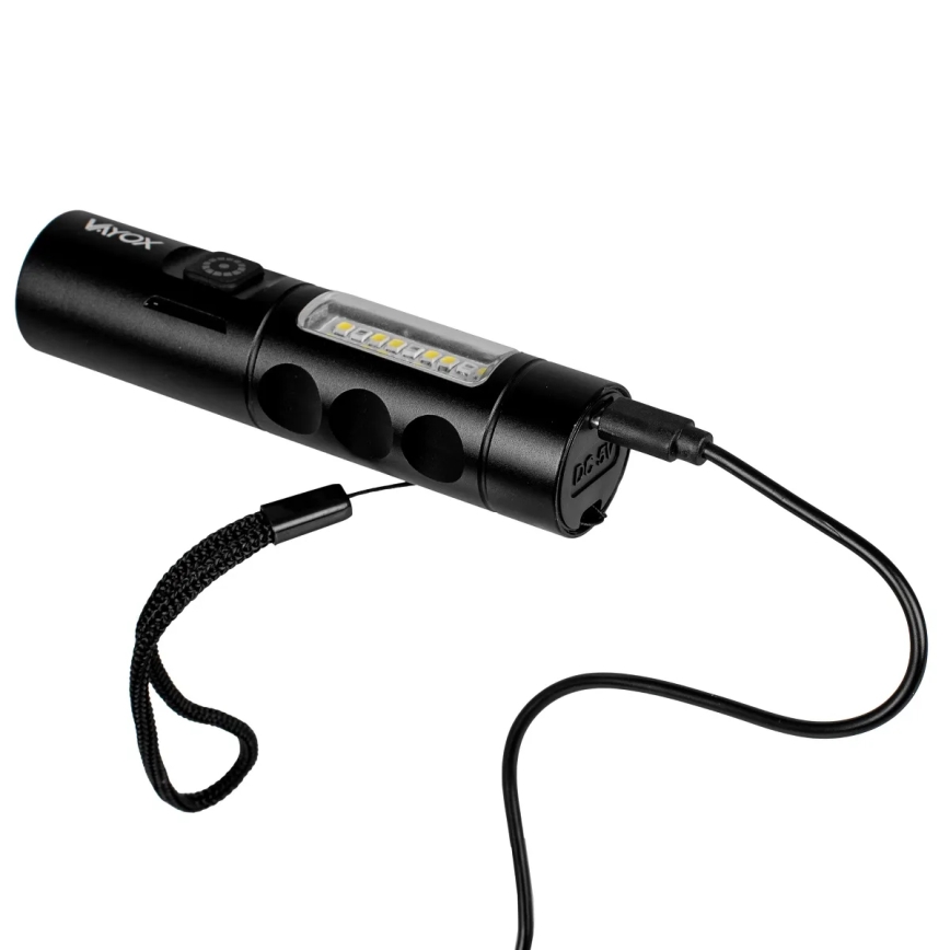 LED stmievateľná nabíjateľná baterka s červeným svetlom LED/5W/5V IPX4 250 lm 2000 mAh