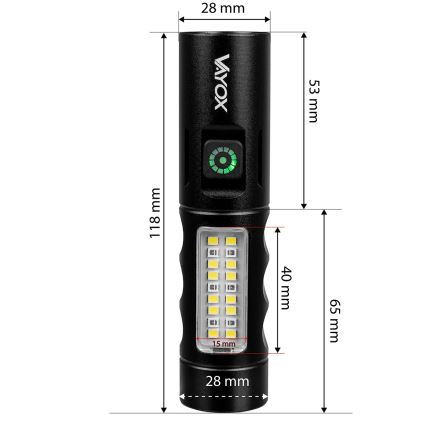 LED stmievateľná nabíjateľná baterka s červeným svetlom LED/5W/5V IPX4 250 lm 2000 mAh