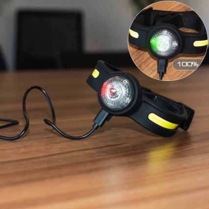 Stmievateľná nabíjateľná LED čelovka s červeným svetlom, 5V, IPX4, 550 lm, 600 mAh