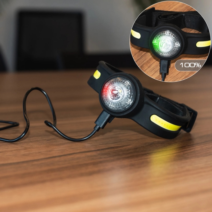 Stmievateľná nabíjateľná LED čelovka s červeným svetlom, 5V, IPX4, 550 lm, 600 mAh