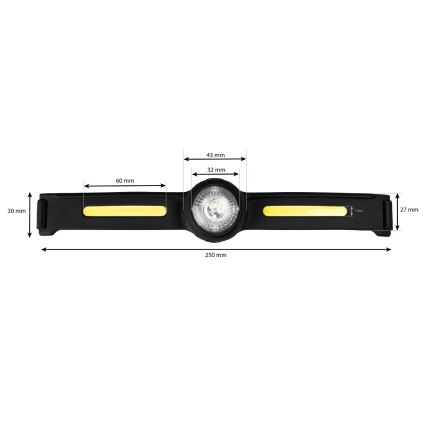 Stmievateľná nabíjateľná LED čelovka s červeným svetlom, 5V, IPX4, 550 lm, 600 mAh